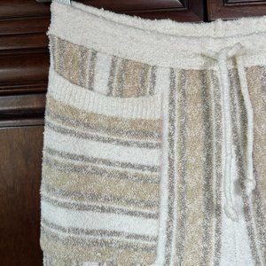 Rip Curl Beach Women Pants Size M White/ Tan Straight Leg  Striped Drawstring